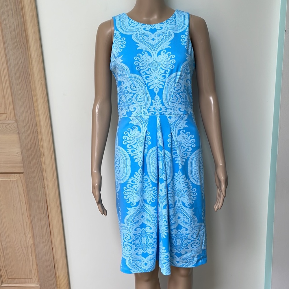 J. MCLAUGHLIN dress blue paisley sleeveless